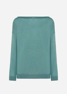 Boat neck sweater in cashmere and silk