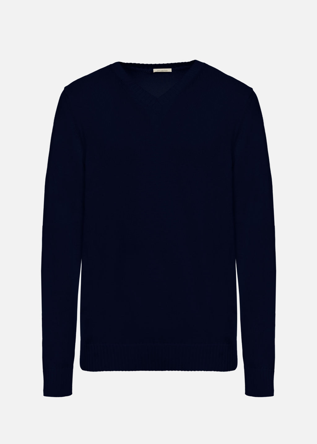 Cotton V Neck Sweater Blue Man Malo