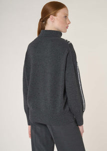 Hand-embroidered turtleneck sweater in cashmere