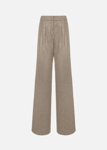 Pantalone in flanella di lana da donna, beige