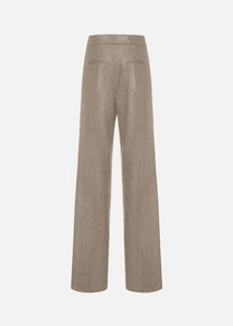 Pantalone in flanella di lana da donna, beige