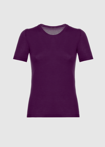 Maglia girocollo in cashmere e seta da donna, viola