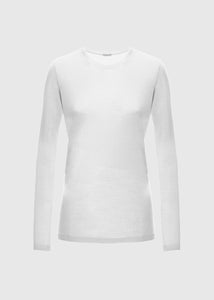 Maglia girocollo in cashmere light da donna, bianco