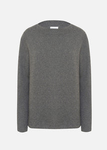 Crew-neck sweater in regenerated cashmere and wool