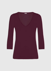 Maglia scollo v in cashmere e seta da donna, viola