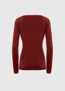 Maglia scollo v in cashmere light da donna, rosso