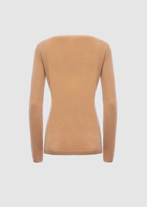 Maglia scollo v in cashmere light da donna, beige