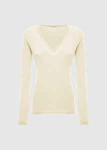 Maglia scollo v in cashmere light da donna, bianco