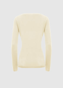 Maglia scollo v in cashmere light da donna, bianco