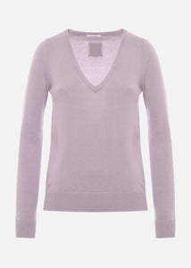 Maglione scollo V in cashmere da Donna in colore lilla