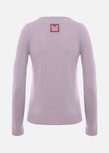 Maglione scollo V in cashmere da Donna in colore lilla