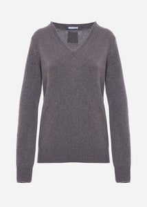 Maglione scollo V in cashmere da Donna in colore nero