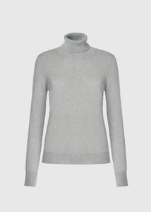 High neck sweater in wool and cashmere
