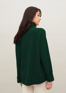 Maglia collo alto in cashmere da donna, verde