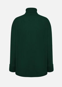 Maglia collo alto in cashmere da donna, verde