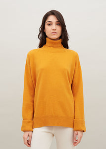 Maglia collo alto in cashmere da donna, giallo