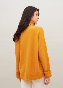 Maglia collo alto in cashmere da donna, giallo