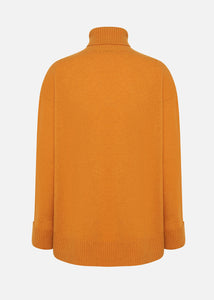 Maglia collo alto in cashmere da donna, giallo