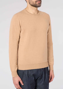 Maglione girocollo in cashmere da Uomo in colore beige