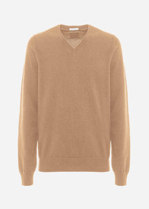 Maglione scollo V in cashmere da Uomo in colore beige