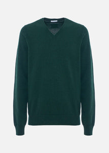 Maglione scollo V in cashmere da Uomo in colore verde