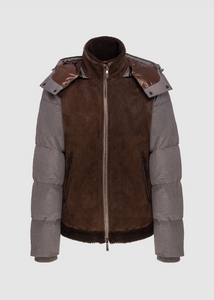 Padded jacket with sheepskin detail
